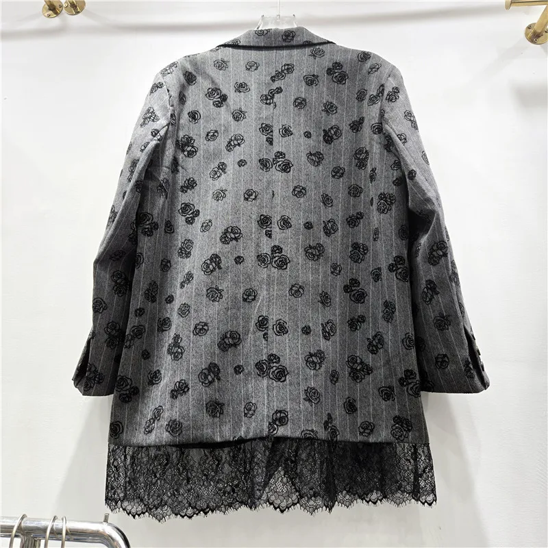 SuperAen 2026 Spring and Summer New European and American Style Fashionable and Elegant Patchwork Lace Plaid Women's Coat Suits