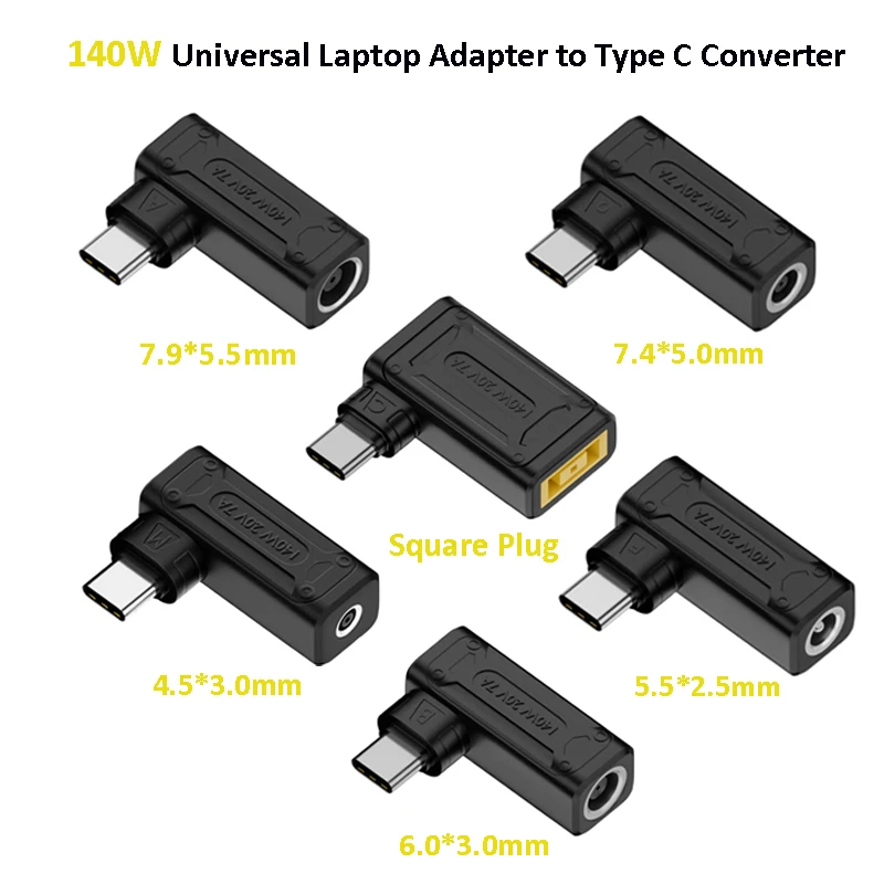 140W USB Type C PD 5V 9V 20V Adapter Universal Laptop Adapter Connecter Dc Jack Usb C Laptop Charger for Dell Asus Hp Lenovo