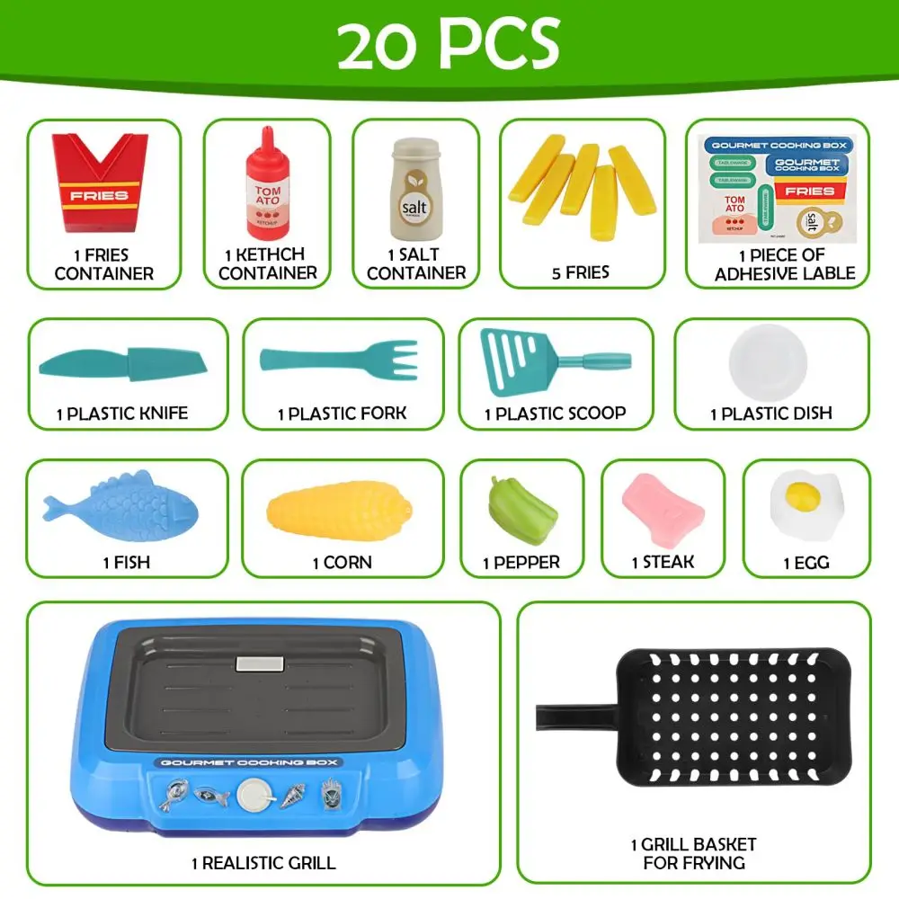 20 sztuk DIY zestaw zabawek kuchennych do gotowania z dźwiękiem i jasnym kolorem wielofunkcyjny indukcyjny domek do zabawy dla dzieci zabawki w kształcie jedzenia prezenty