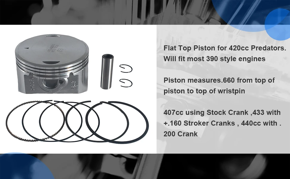 90mm Forged Flat-Top Piston +.080 Over GX390 For 420cc 420 Predator