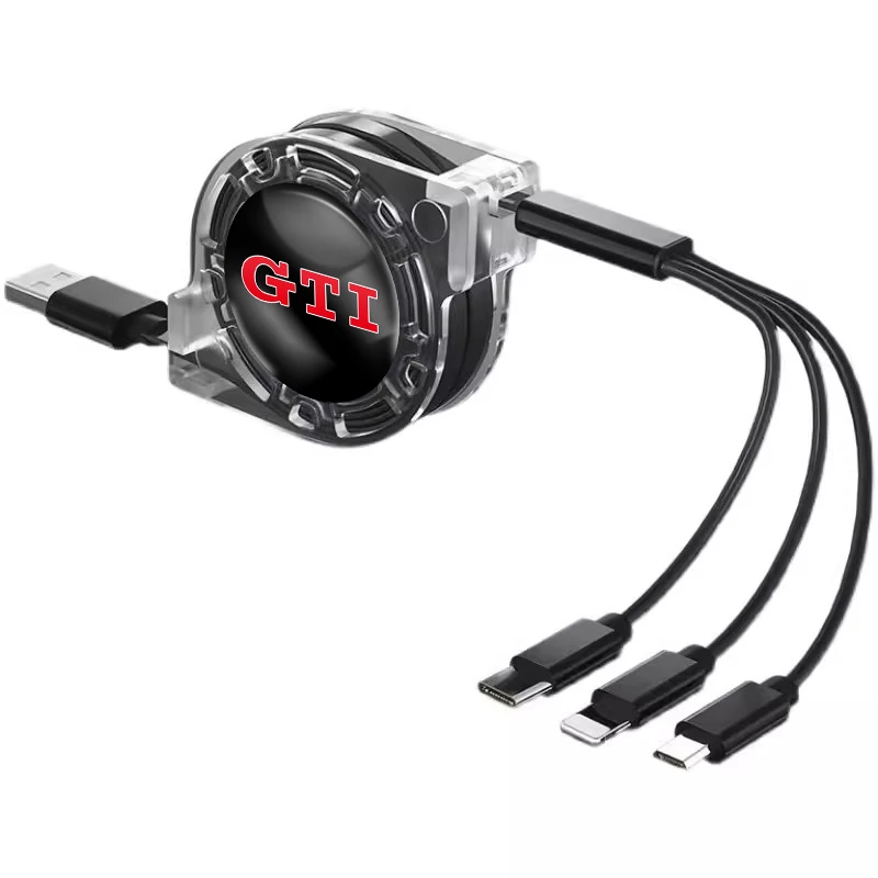 

3-in-1 Retractable 3A high current Fast Car charging data cable For VW Golf Amarok T5 Phaeton Teramont ID3 Tiguan T-Cross Passa