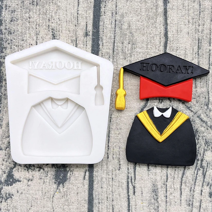 Graduation Mortarboard Academic Dress Silicone Sugarcraft Mold Chocolate Cupcake Baking Fondant Cake Decorating Tools