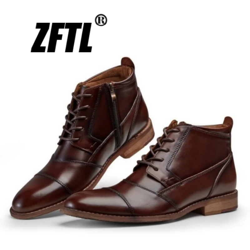 

ZFTL Man Ankle Boots Lace up Men's Genuine Leather Boots British Style All-Season Boots 2025