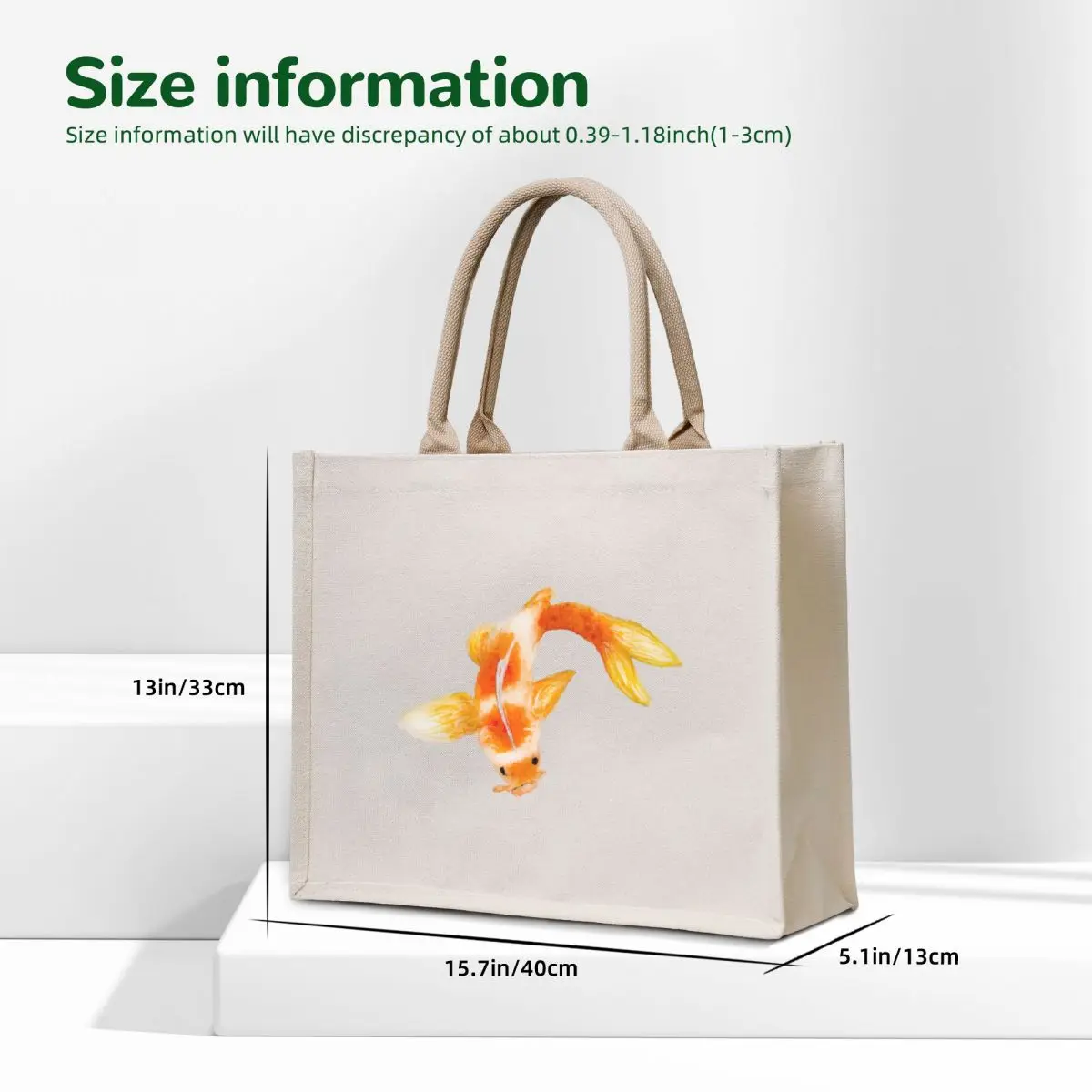 Beautiful orange Koi fish hand painted with watercolor Tote Bag custom tote bag shopping bag Women's shopper hand ladies