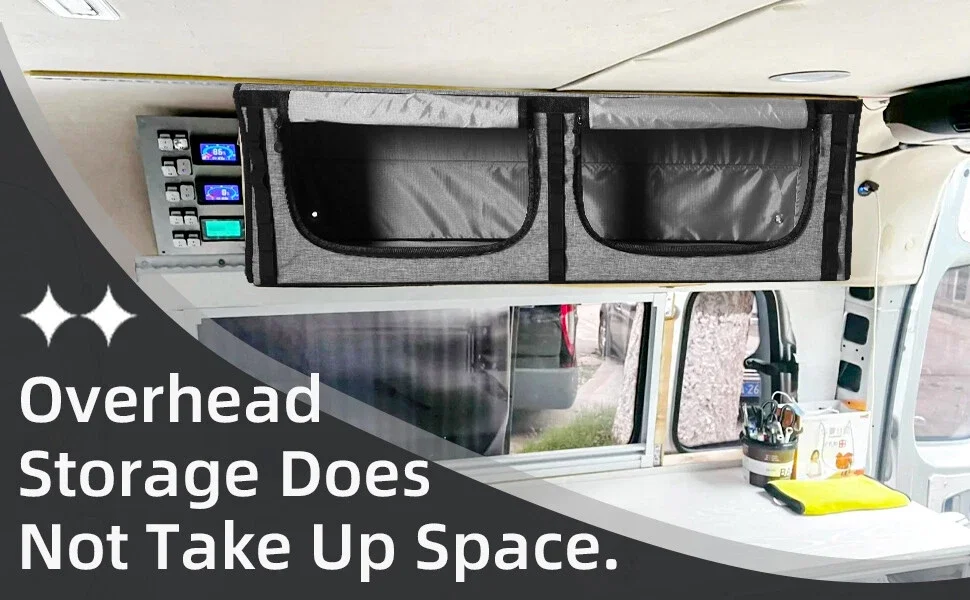 36-Inch Motorhome Overhead Storage Cabinet Soft Overhead Storage Box For Fiat Ducato/Sprinter/Ford Transit Panel Vans/Campervans
