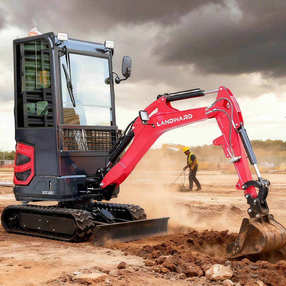 Landward 1.3 طن حفارات صغيرة مخصصة جديدة هيدروليكية الزاحف مايكرو حفار 1 طن 2 طن المنزل استخدام حفارة صغيرة مع الملحقات #4