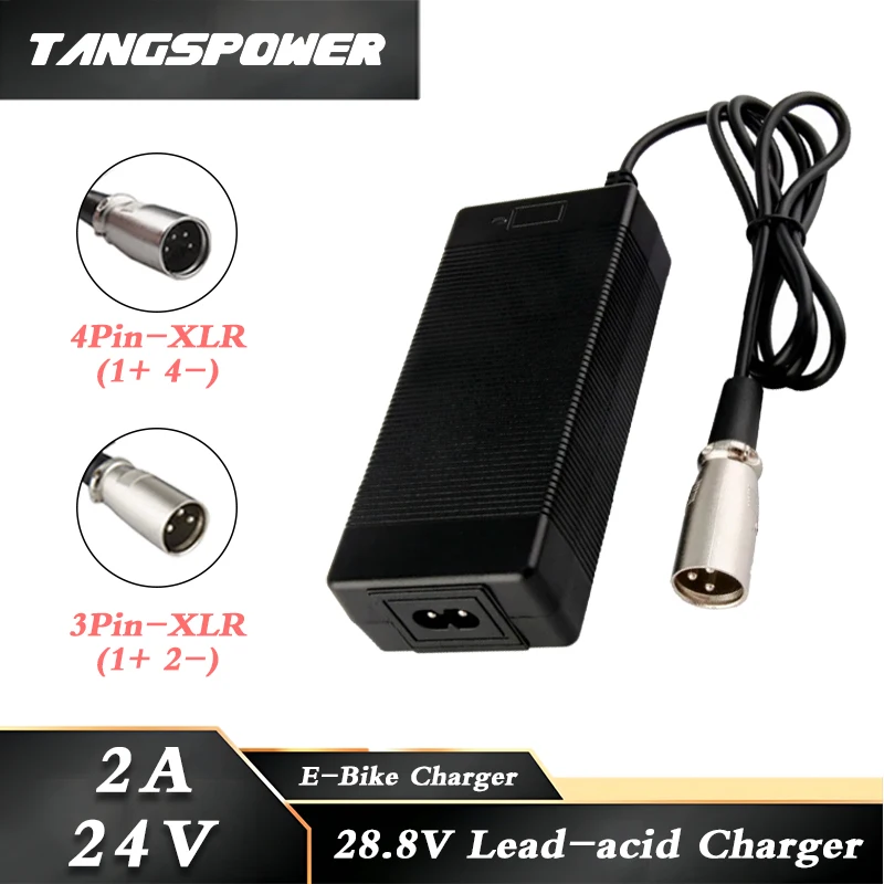 24V 2A Lead Acid Battery Charger For 28.8V Lead-acid Battery Pack Fast Charger XLR 3P 4P Connector High quality