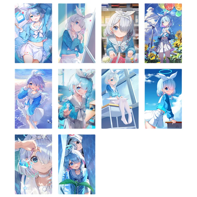 10Pcs/Set Blue Archive Cards Sticker Hoshino Aru Shiromi Iori Anime Game High Definition Waterproof Crystal Sticker DIY Toy Gift