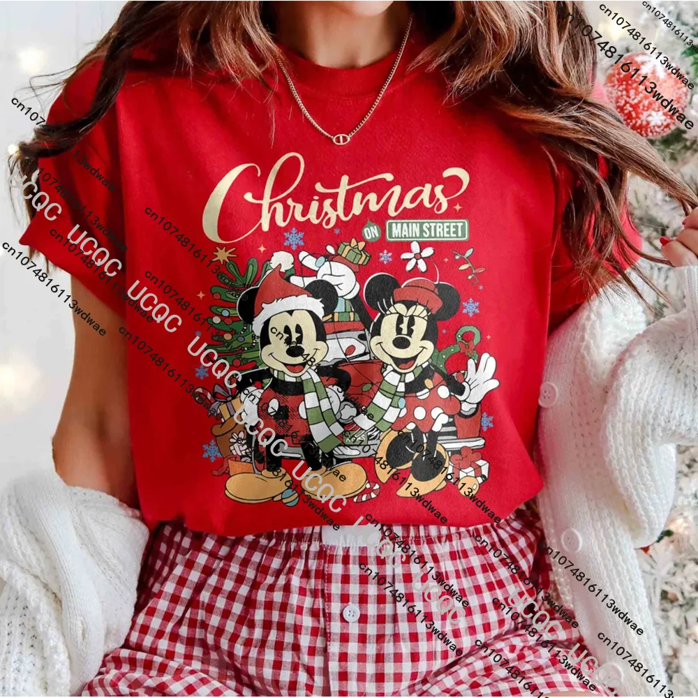 

Винтажная футболка Disney Christmas On Main Street, очень веселая рождественская вечеринка с Минни Микки, 2025 г., женские рождественские футболки Disney