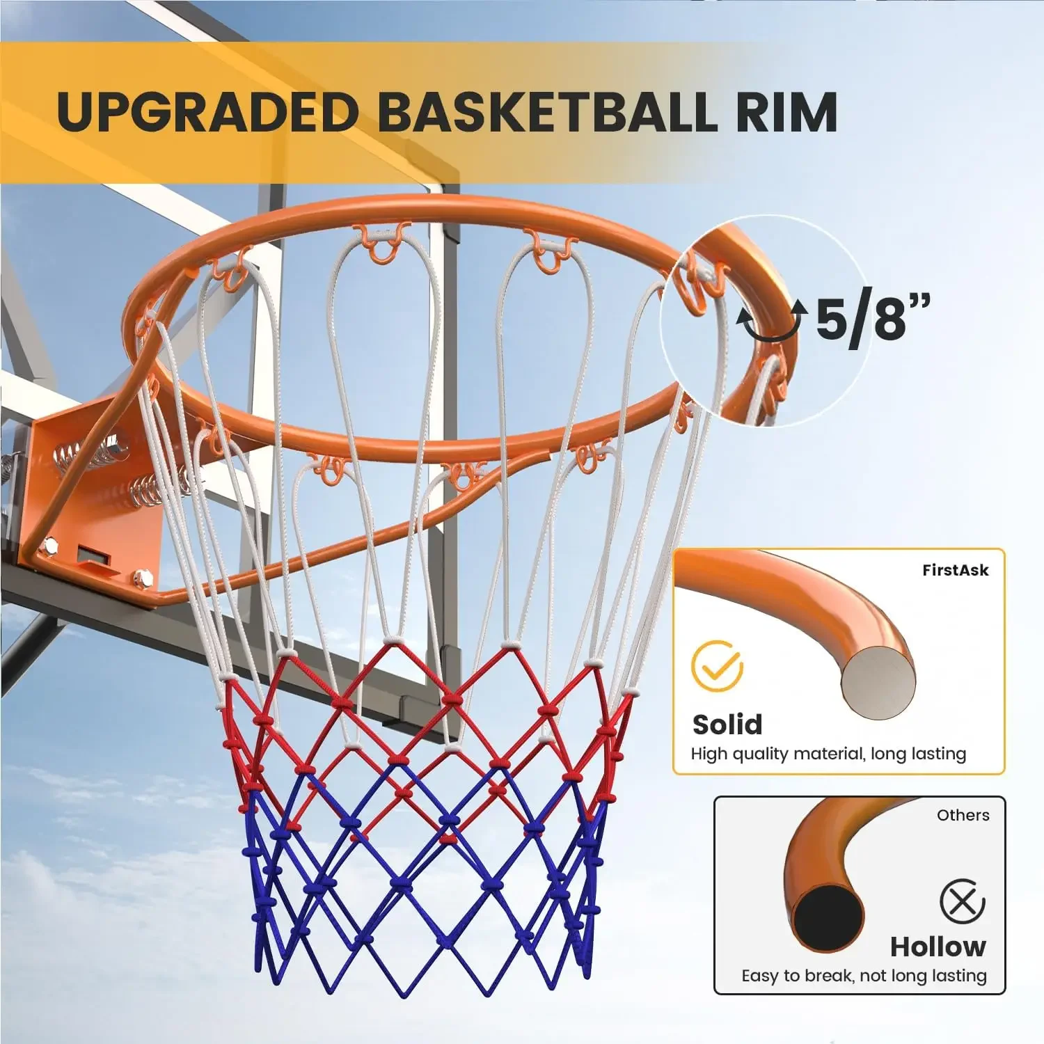 Basketball Hoop Outdoor 10 FT Height Adjustable Basketball Goals Systems Portable with 44" Backboard and Wheels for Youth Adults