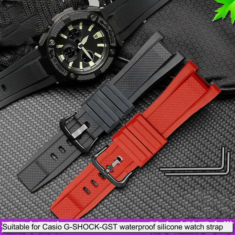 سيليكون المطاط حزام ساعة لساعة كاسيو G-SHOCK GST-B100 S110 S210 S300 W300 S100 سلسلة الرجال الرياضة الأشرطة 26 مللي متر