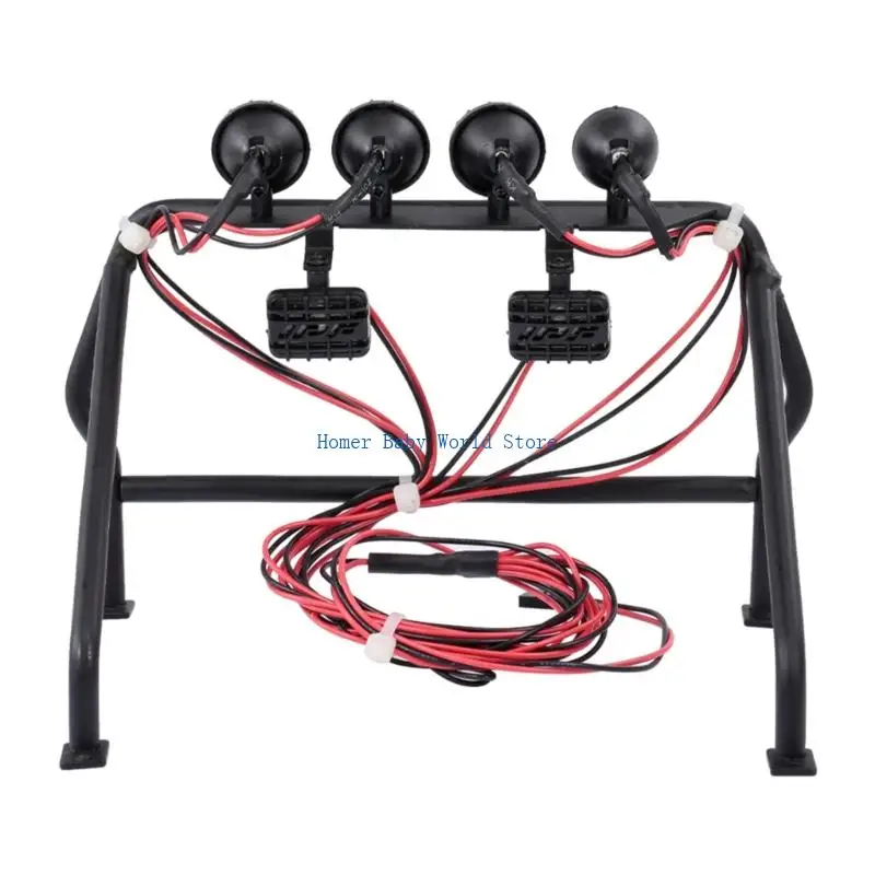 B2QD Metal Roll Cage with 6 Lamp For 1/10 Remote Control Crawlers Modified Accessories