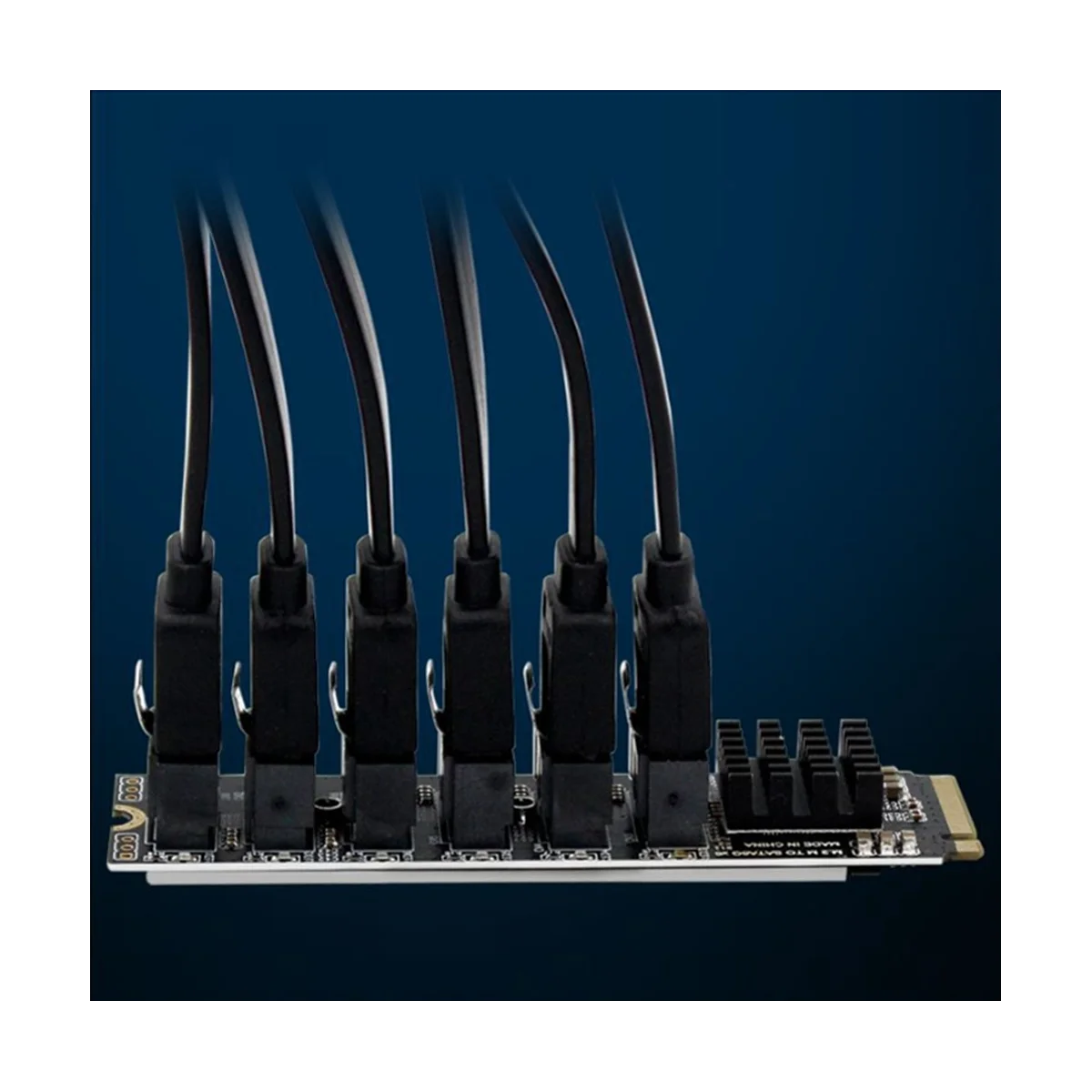 M.2 MKEY PCI-E Riser Card M.2 NVME to SATA3.0 PCIE to SATA 6Gpbsx6-Port Expansion Card ASM1166 Support PM Function