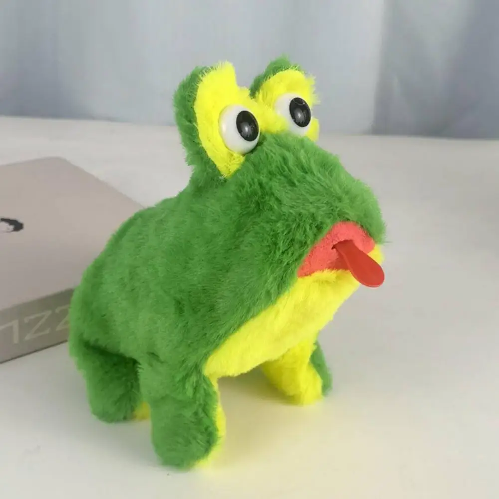 Kids Animal Toy Interactive Electric Plush Frog Toy Walking Animal with Sound Movable Tongue Musical Stuffed Doll for Kids'