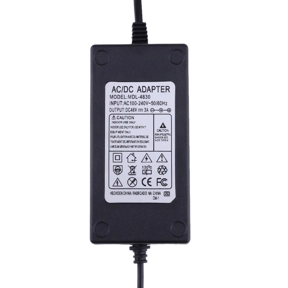 Adaptador de corriente de 48V 3A, convertidor de 5,5x2,5mm de CA a CC, entrada de protección múltiple, 100V-240V para interruptor POE