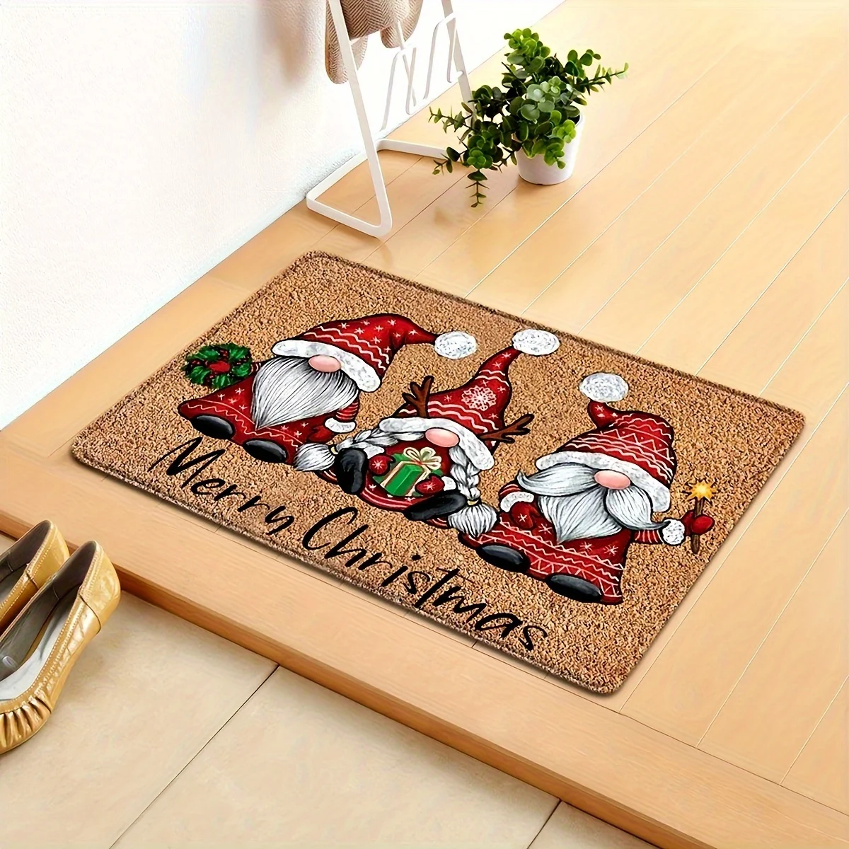 

1pc Three Santa Claus Doormats Festive Floor Mat Living Room Rug For Bedroom Welcome Mat Outdoor Rug Christmas Rug