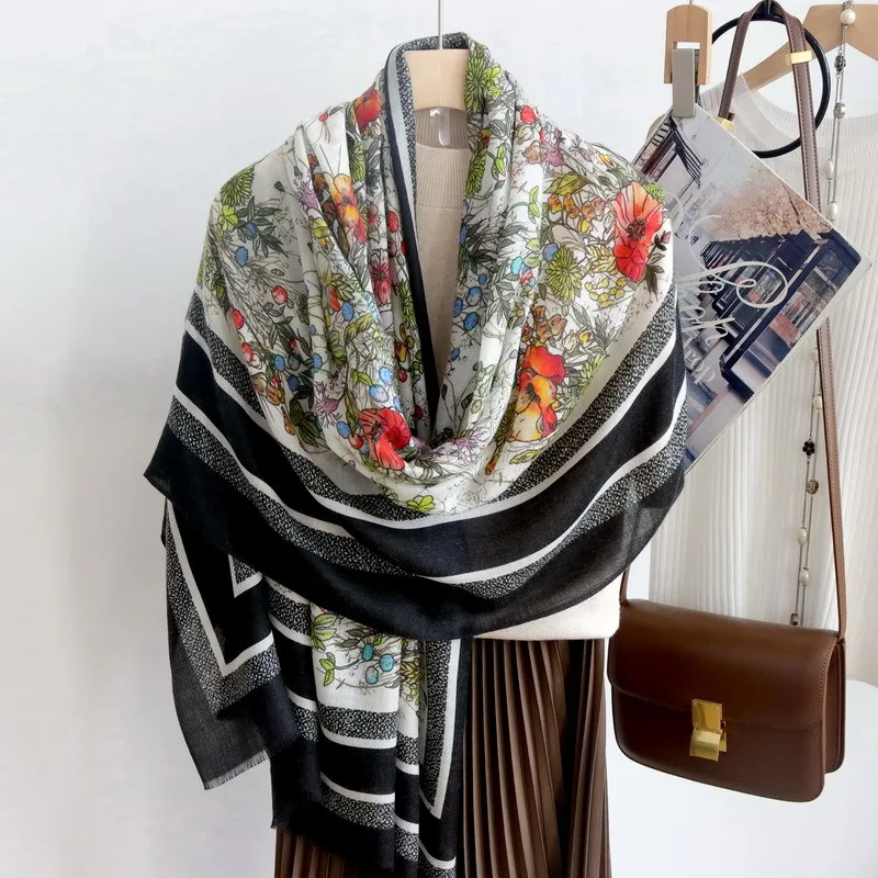 Long Tassels Cashmere Luxury Designers Shawls Women Big Pashmina Neck Accessories Lover Gift 200CM 100CM