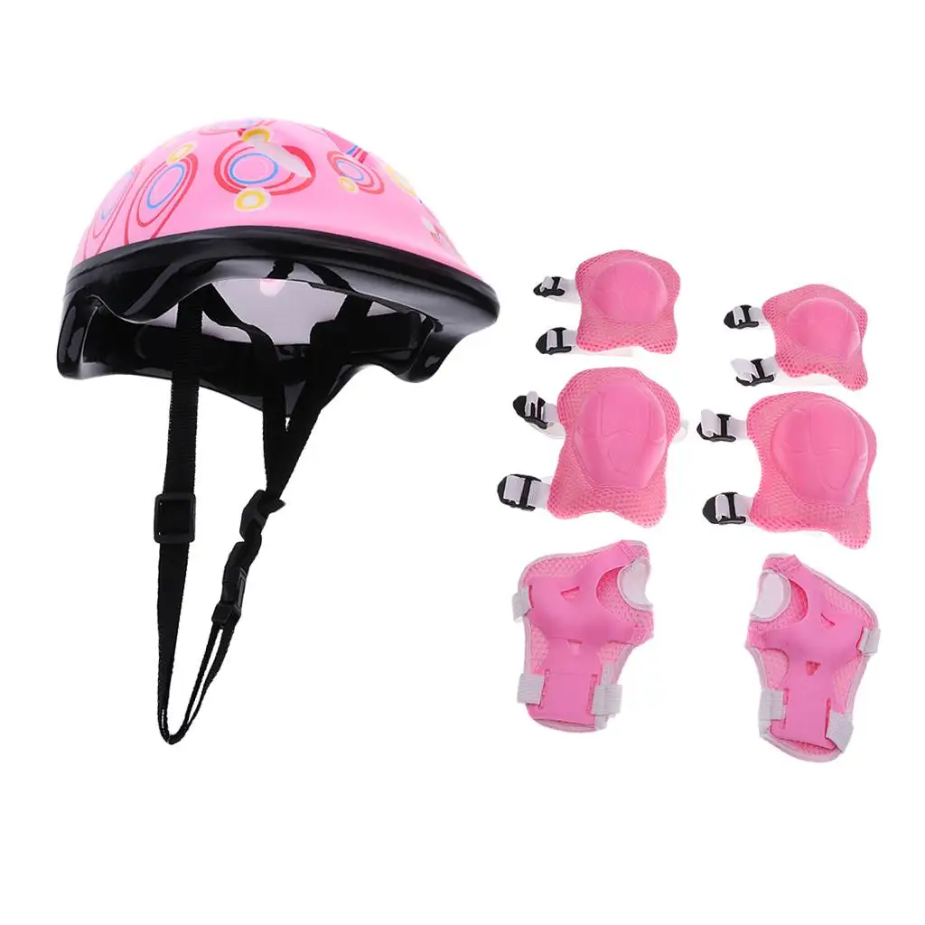 Kids Safety Helmet and Pads Set Complete Protective Gear with Knee Elbow Wrist Shields for Biking