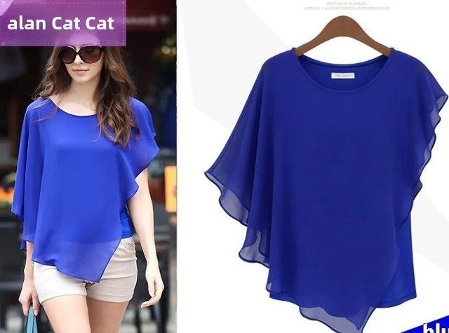 

Ladies Summer Chiffon ort Sve T-irt Women's irt Snowflake Print Polyester Blend Comfortable Fit Casual Top