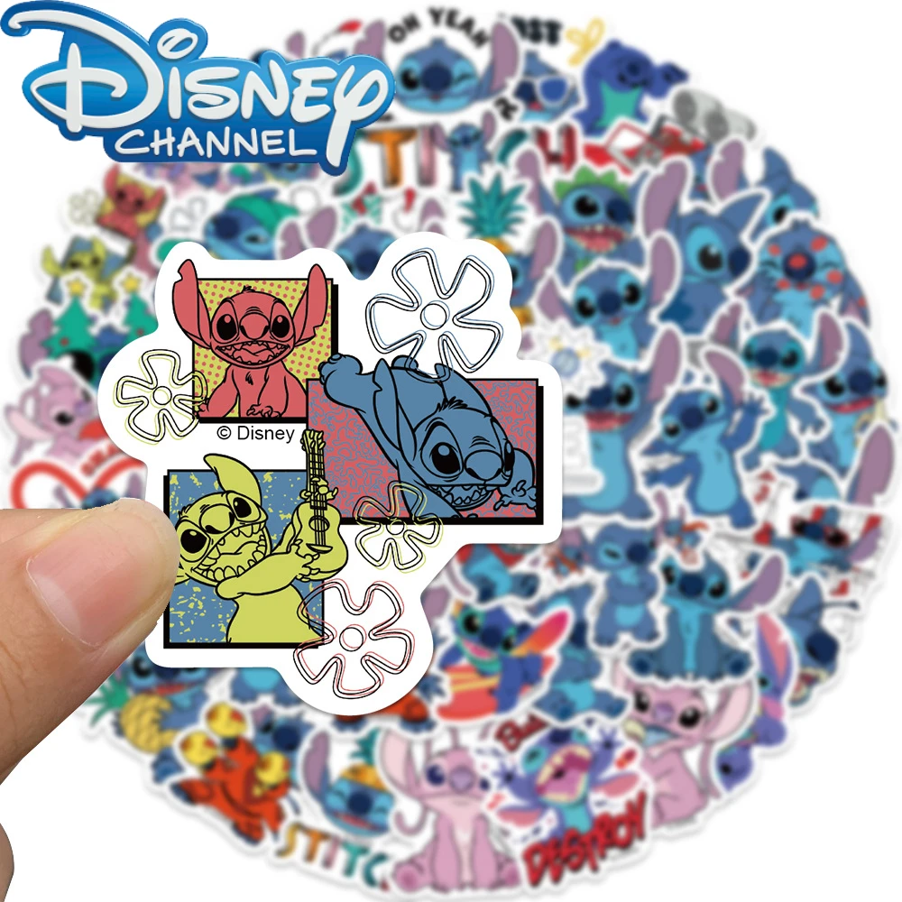 Pegatinas de Stitch de Disney para niños, calcomanía de Anime para monopatín, portátil, motocicleta, guitarra, paquete de pegatinas de película de dibujos animados Kawaii, 50 piezas