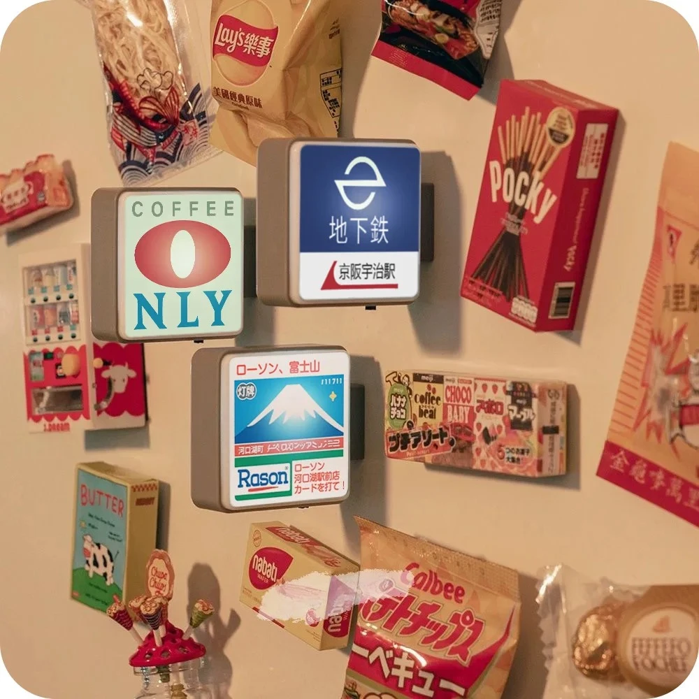 Japanese Cute Mini Light-up Refrigerator Magnet Travel Souvenir Family Mart Sign Attraction Check-in Fridge Magnet