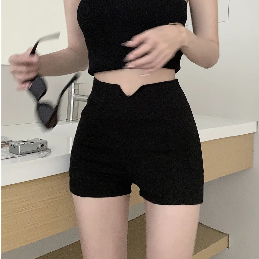 Pantalon ort blanc épicé pour fille, taille haute, coupe serrée, coréen, élastique, amincissant, couvrant les fesses, pantalon thermique, été