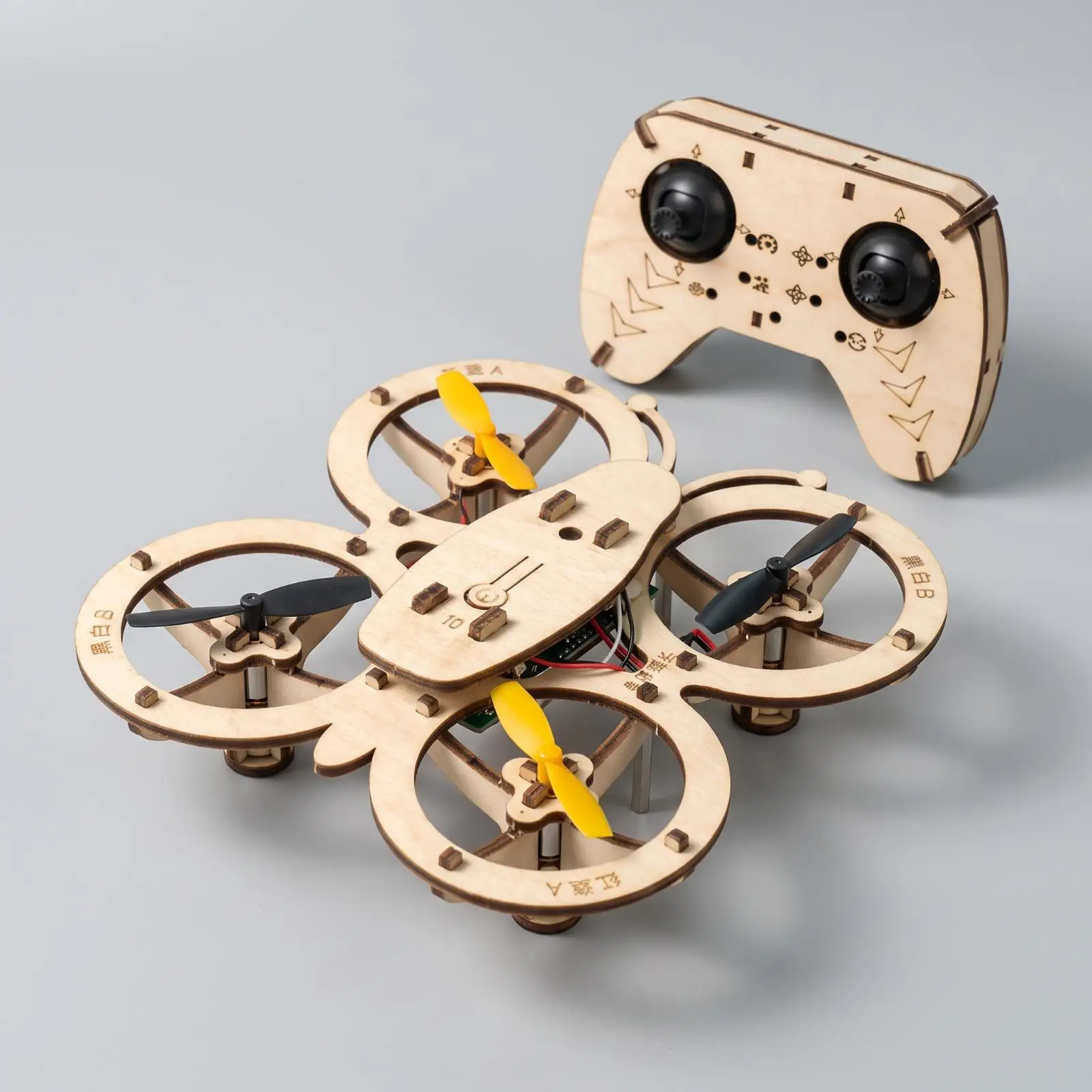 Wooden Drone Kit Assembled Wooden RC Drone Kit Functional for Desk
