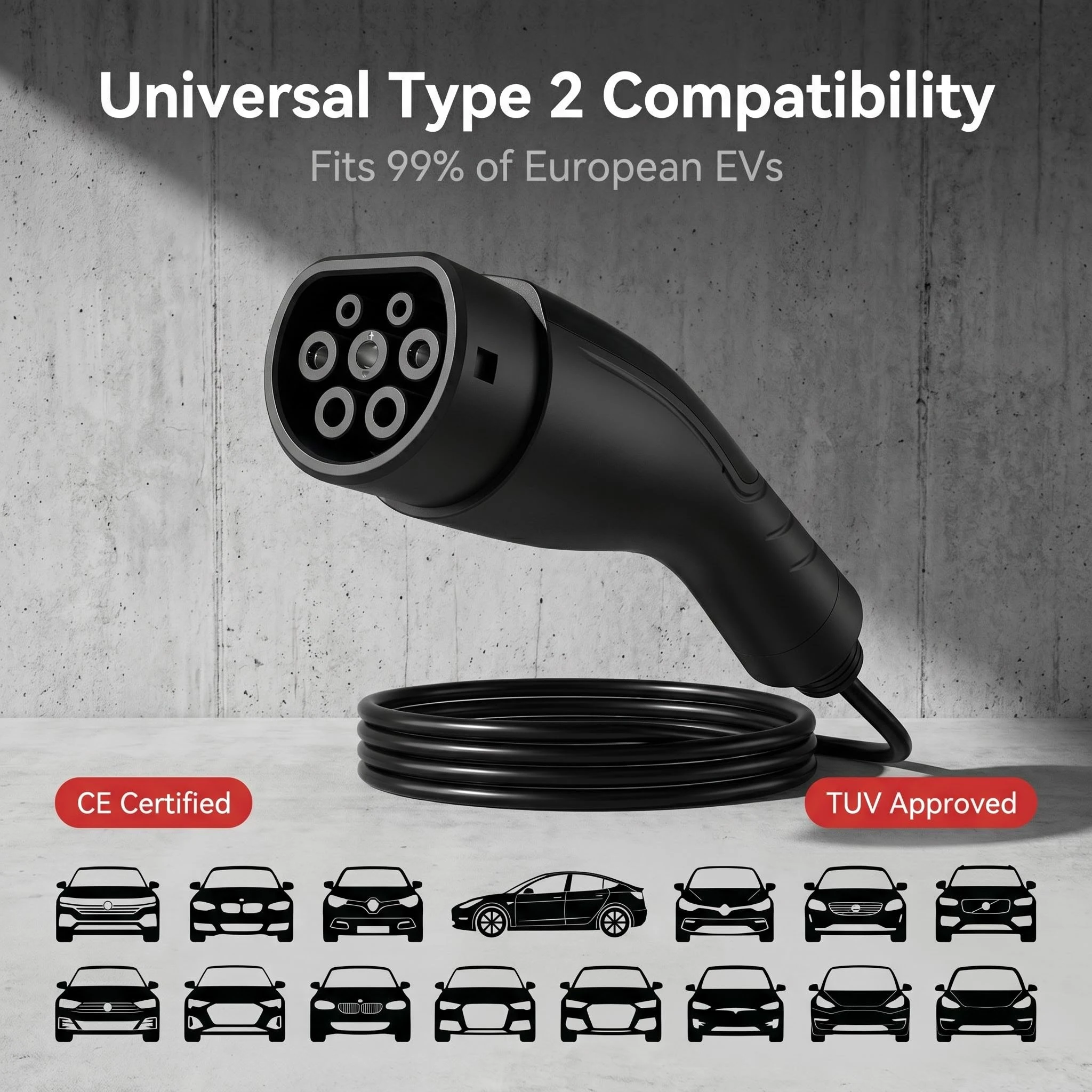 Caricatore EV Portatile da 3,5kW 16A con Cavo da 3/5m, Schermo Digitale, Compatibile con BYD MG AION