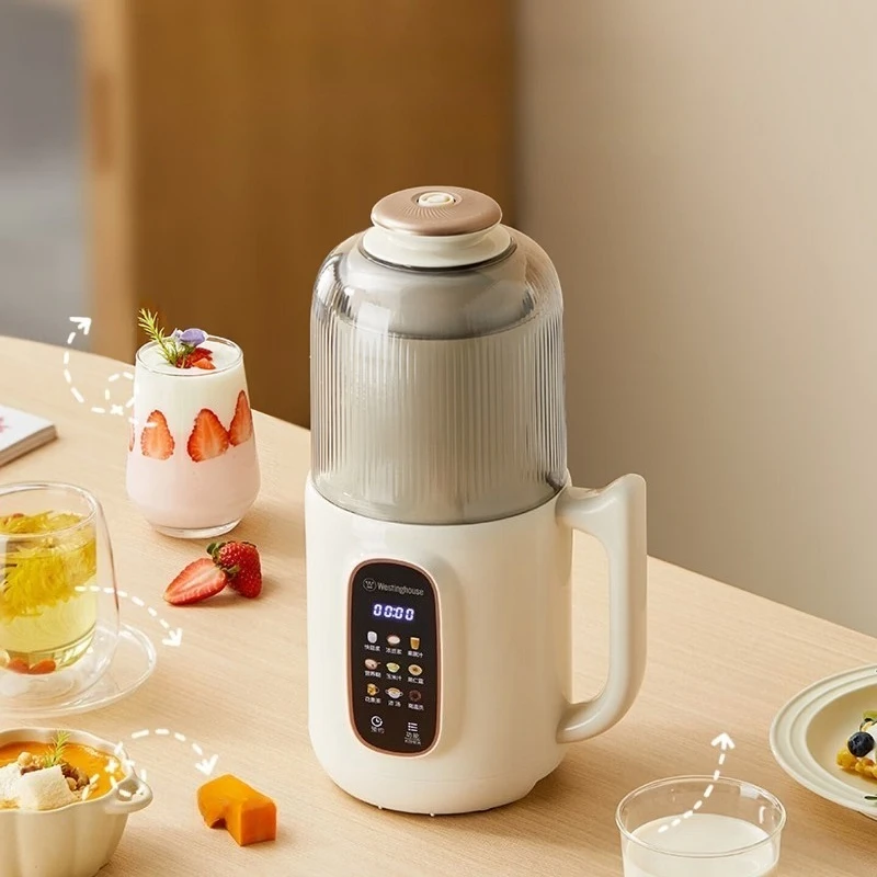 Mini machine à lait de soja 1L, mélangeur en acier inoxydable, machine de cuisson multifonctionnelle, sans filtre, robot culinaire automatique 220V