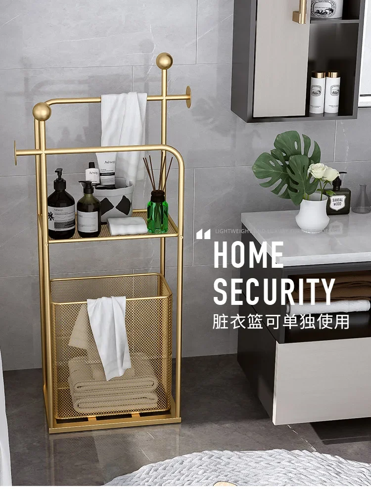 

Nordic toilet rack bathroom light luxury floor towel rack free punching Internet celebrity