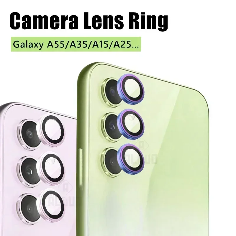 Camera Lens Ring Glass for Samsung Galaxy A55 A35 A25 A05 A05S A15 5G A54 A34 A14 Protective Metal Screen Protector Case Cap