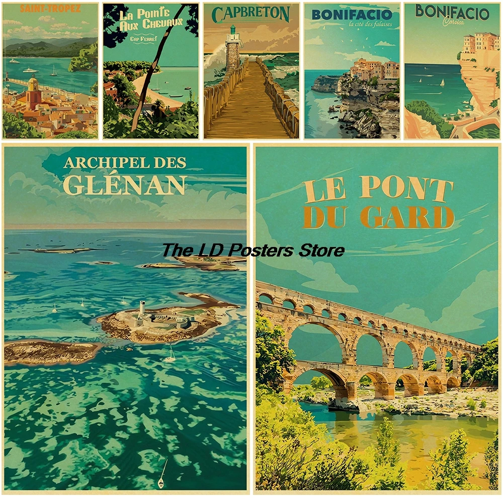 French Pictorial Poster Cartoon Cafe Skateboard Art Kraft Paper Wall Room Fridge LaptopAesthetic Fridge Luggage Paintings