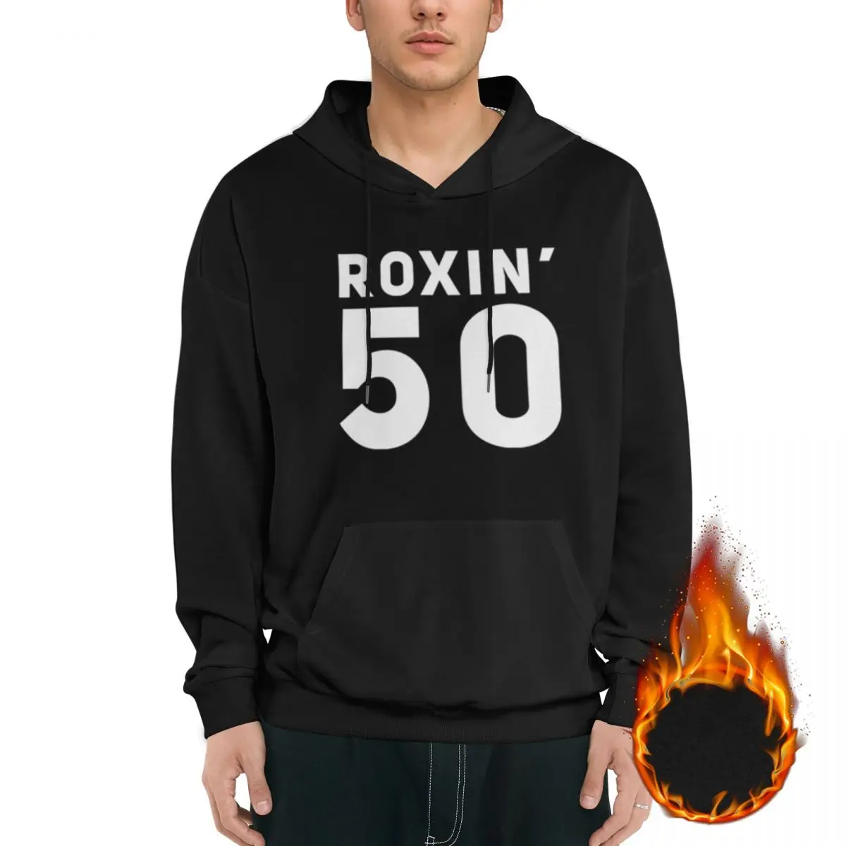 ROXIN_50_white_Logo Hoodie Fashion Men's New Leisure Street Clothing