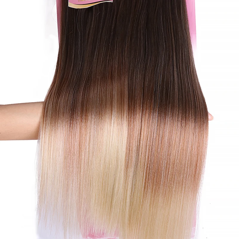 Eiwit Organische Hoge Kwaliteit Ombre Weave Bundel Pakket Haar Met Sluiting Kanekalon Enkele Inslag Synthetische Inslag Hair Extensions