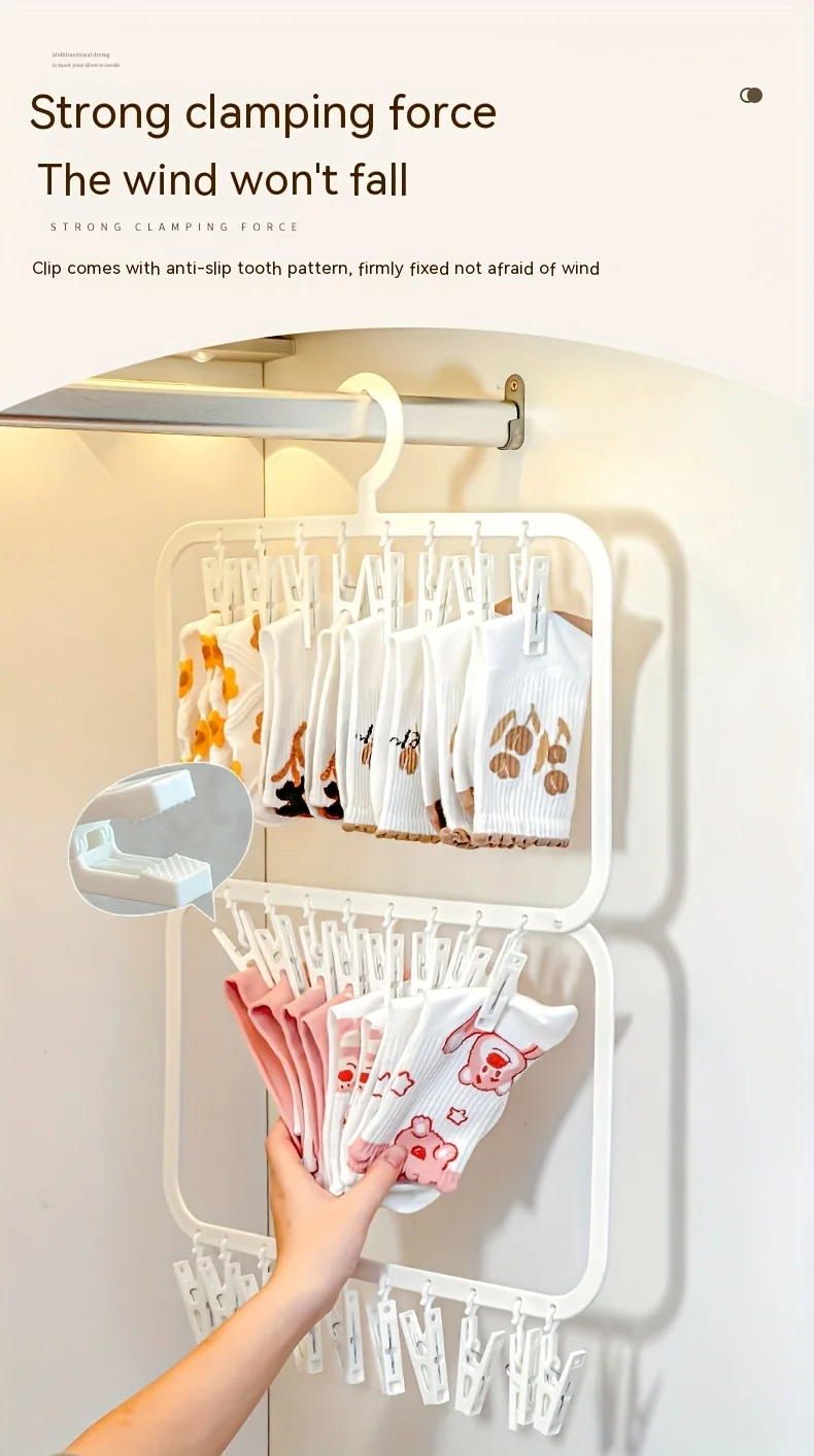 Multi-clip Socke Trocknen Rack Multi-funktionale Abnehmbare platzsparende Socken Unterwäsche Baby Speichel Handtuch Haushalt Lagerung Rack – Detail 7