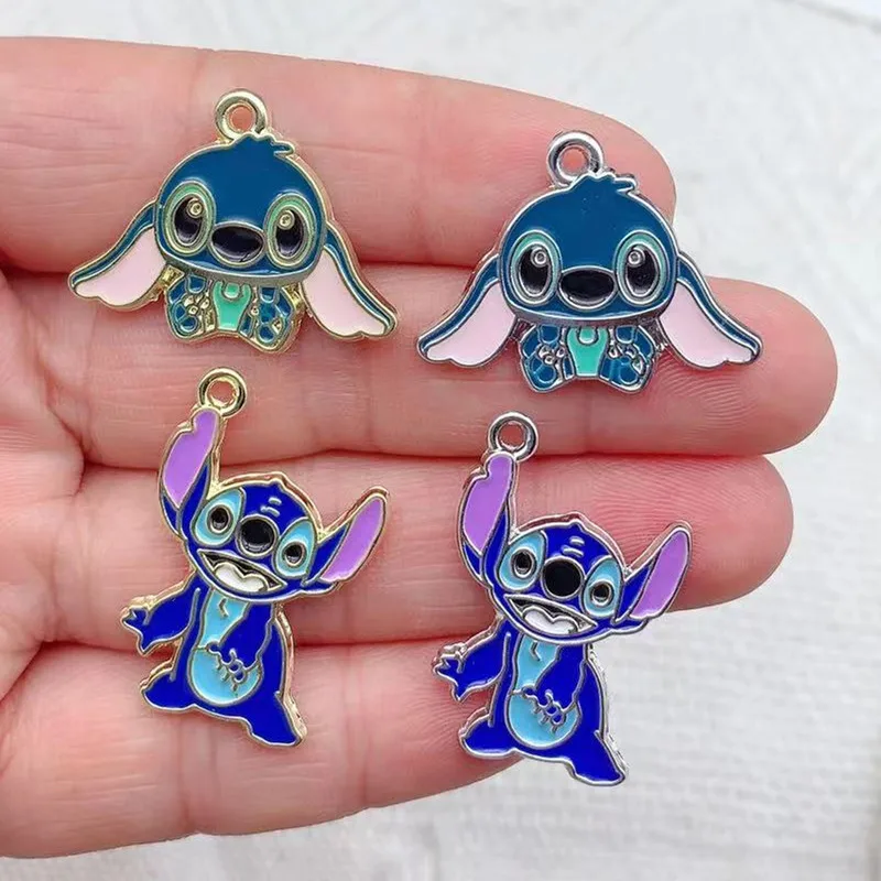 10pcs Disney Stitch Pack Alloy Drops Animal Charm Pendant Necklace Keychain DIY Handmade Keychain Necklace Cute Earring