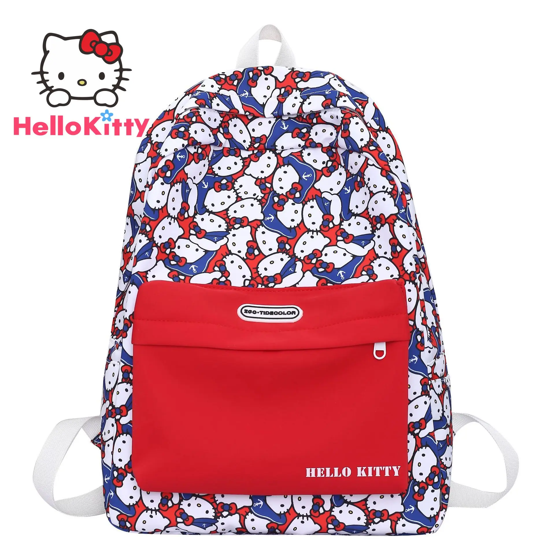 

Sanrio Hello Kitty Cute Cartoon Pattern College Student Kawaii Backpack Y2k Women's School Bags Zipper Canvas Travel Backpack