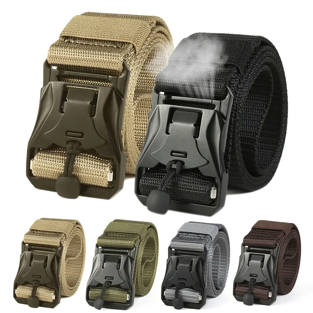 Outdoor Tactical Belt Quick Release Magnetic Buckle Military Belt Soft Real Nylon Sports Accessories Belt For Men And Women