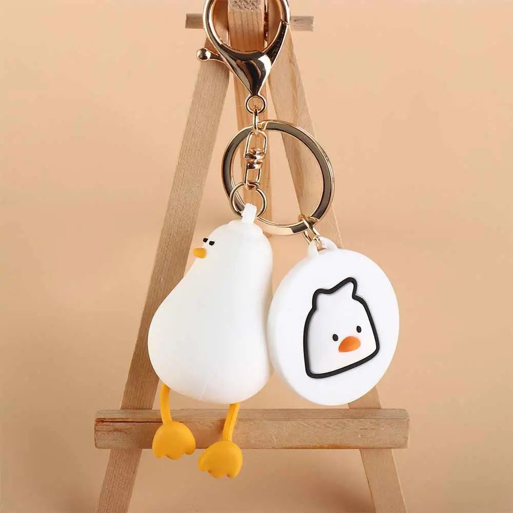 Lying Down Duck Cartoon Lying Down Duck Keychain Animal Trinket Lying Duck Doll Keyring PVC Cartoon Jewelry Gift