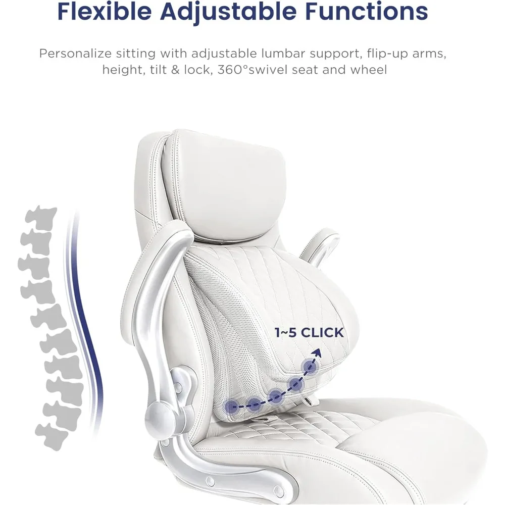 كرسي مكتب مريح مصنوع من الجلد المصنوع من الألياف الدقيقة الفاخر ودعم قطني قابل للتعديل ومساند للذراعين، كراسي ألعاب مكتبية مريحة عالية الظهر