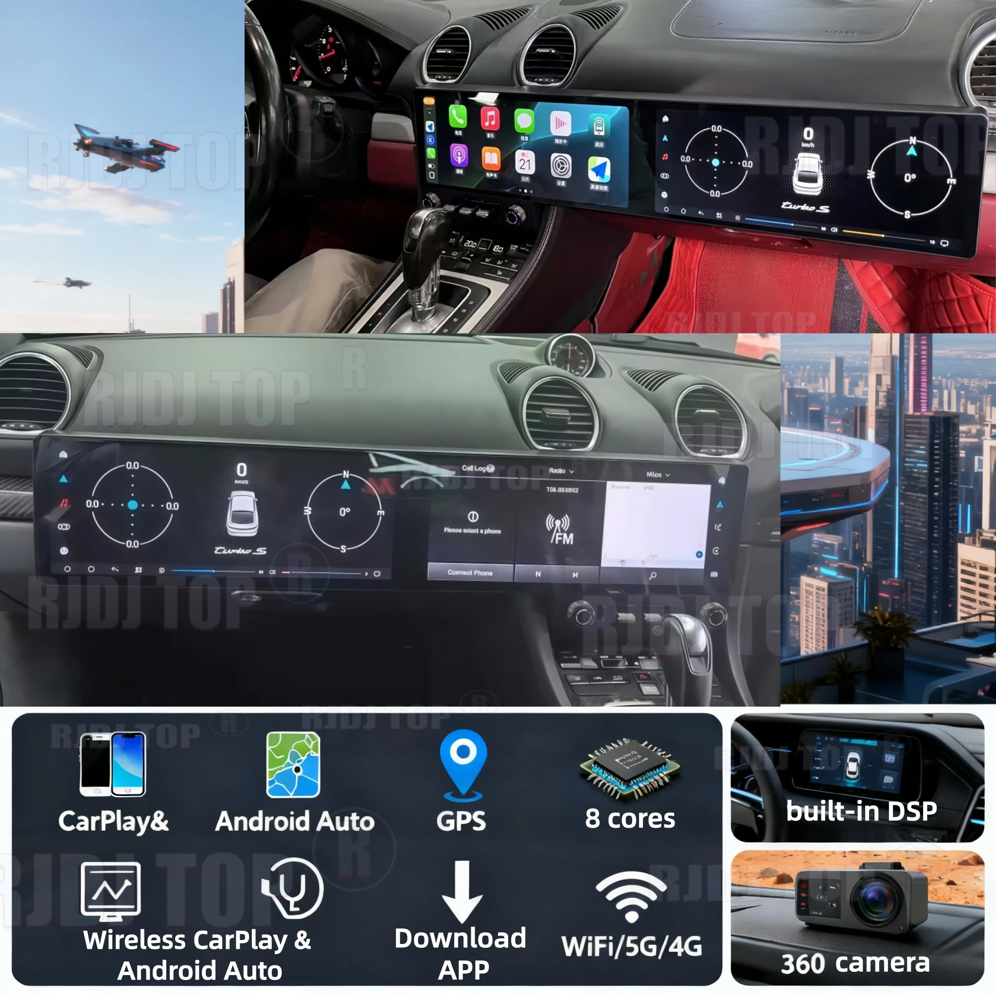 

12,3-дюймовый двойной сенсорный экран для Porsche 718 Boxster 2016-2023, Android автомобильный радиоприемник Carplay, авто стерео, мультимедийный видеоплеер