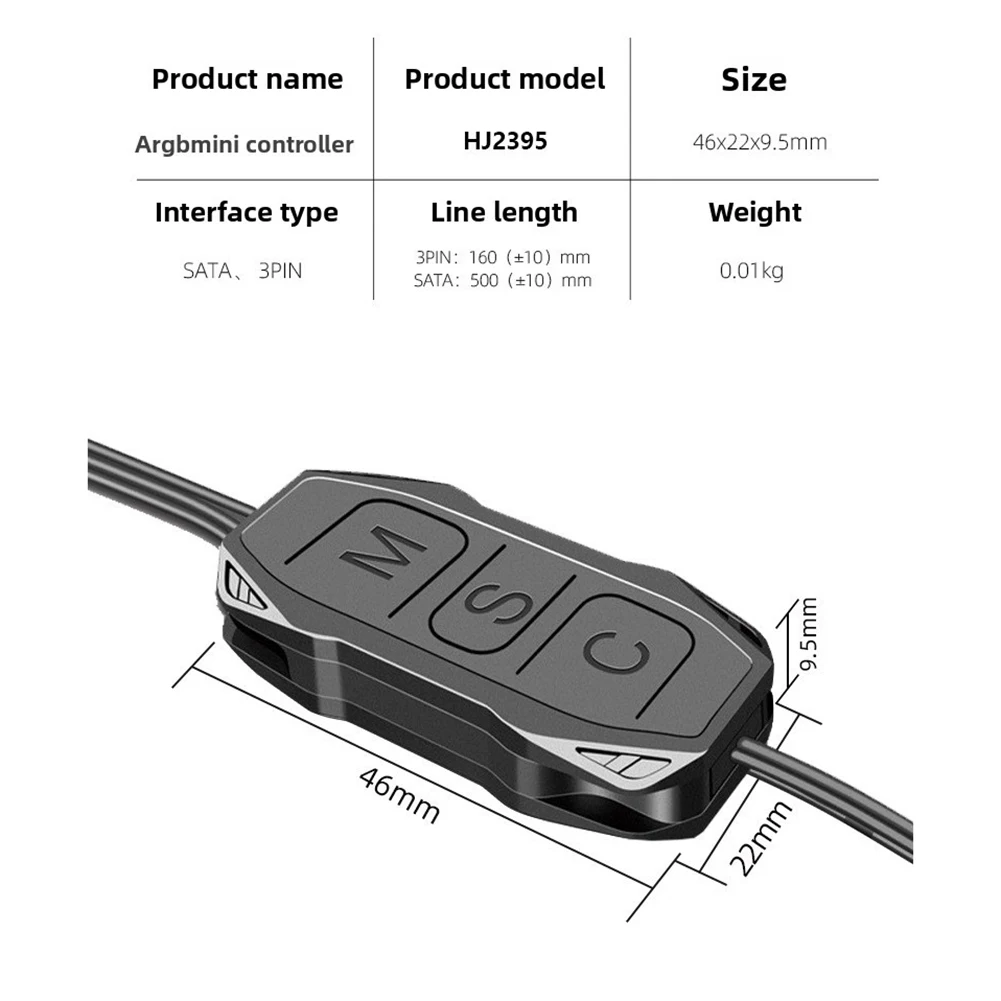15cm 5V ARGB Lighting Controller Hub Adapter With 3-Pin Connector For SATA Power For PC Case Fans LED Strips Panels And Coolers