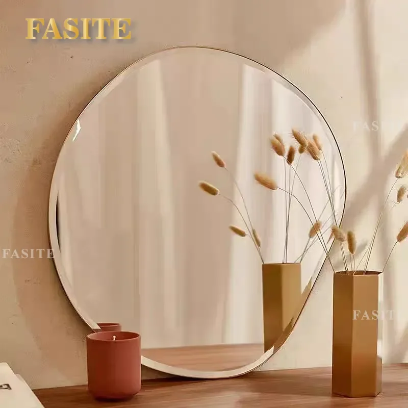 For Irregular Wall Hanging Mirror Nordic Light Luxury Bathroom Entrance Decorative Mirror Lake Shape Home Wall Art Decoration