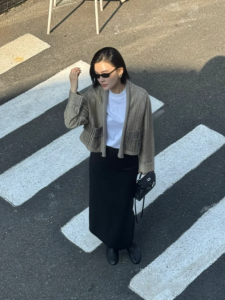 

Ele Woolen Jaet Golden Luxury Design High-End Maturi Sle Paris Vintage 26 Winter Collection Women's ort Coat