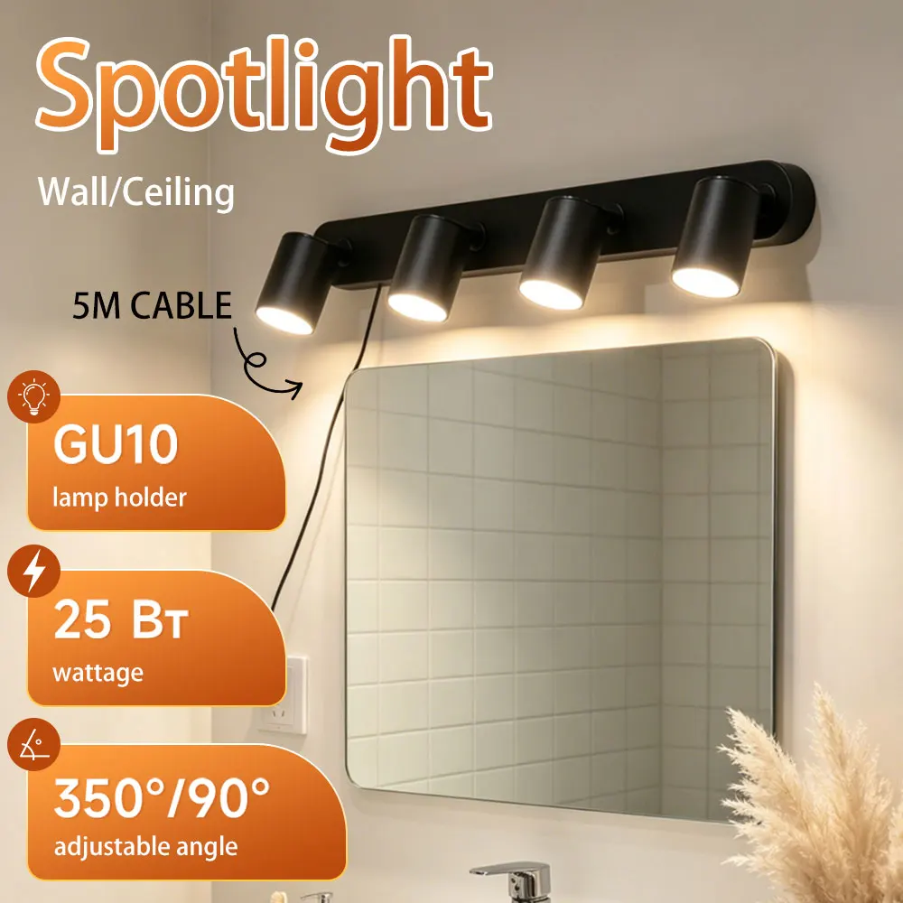Led Spotlight Replaceable GU10 Bulb Track Light 110V 220V Led Ceiling Lighting Indoor for Home Decor Kitchen Fixture Track Light