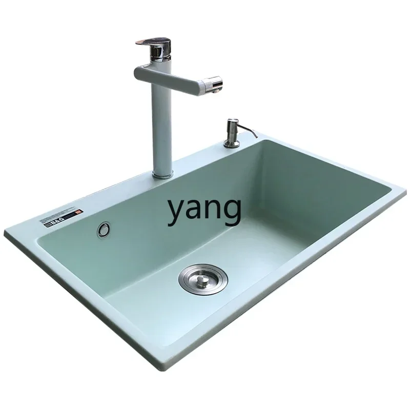 LH1 Small Fresh Mint Green Quartz Stone Large Single Slot Kitchen Vegetable Basin Dishwasher Granite