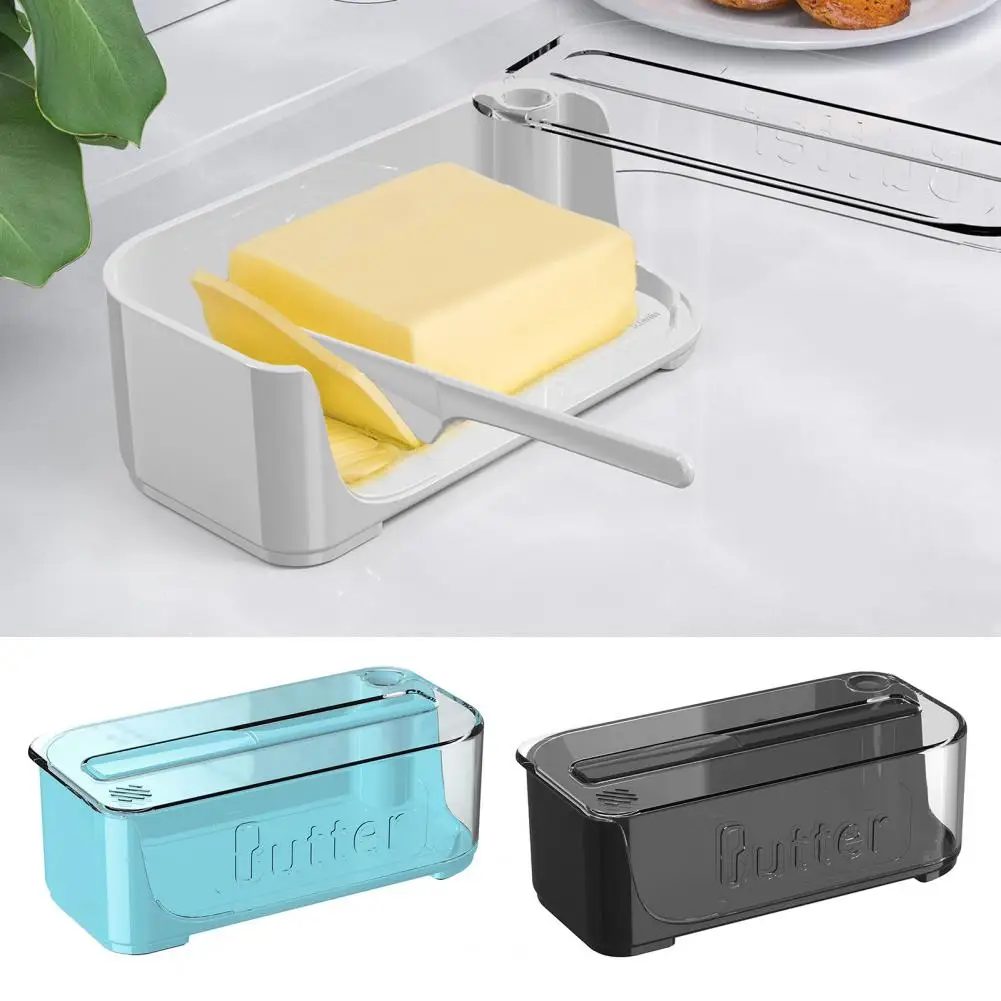 Butter Cutting Box With Clear Lid Refrigerator Crisper Container Storage Seal With Lid Butter Splitting Box Kitchen Supplies