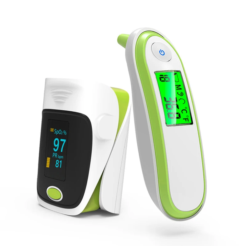 

2 in 1 Medical Baby IR Ear Thermometer with Fingertip Pulse Oximeter Digital Portable Spo2 PR Oximetro De Pulso Health Device