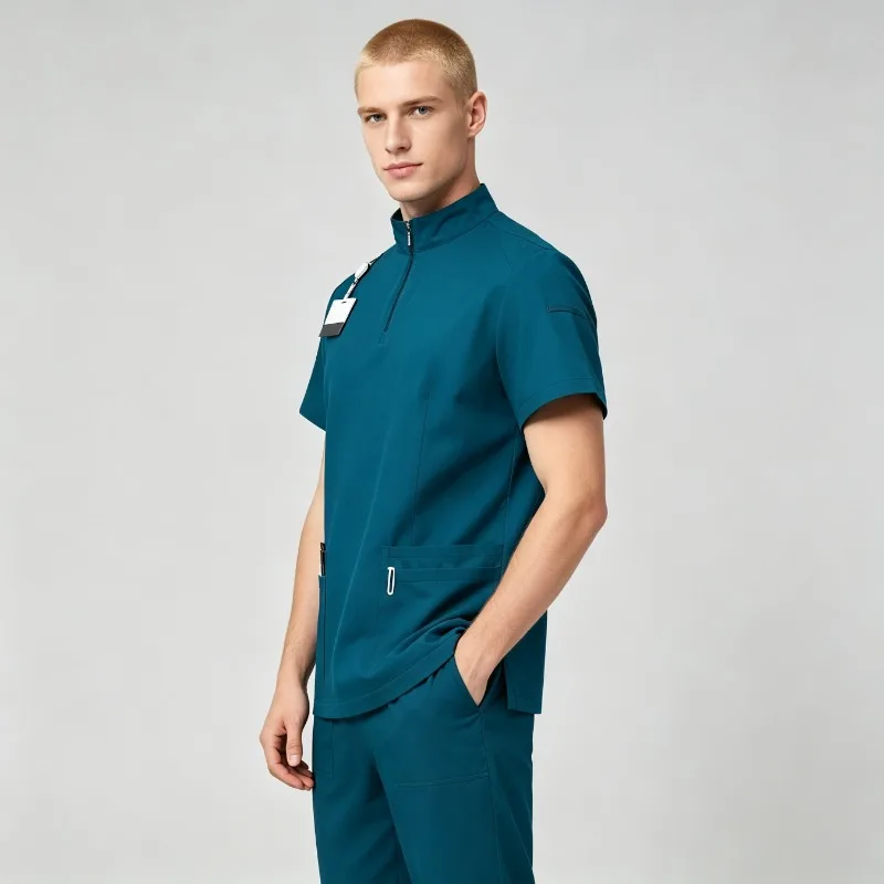 Two Piece Stand Up Collar Matte Multi Pocket Practical Clothing Suitable for Beauty Salons Spas Pet Veterinarians and Caregivers