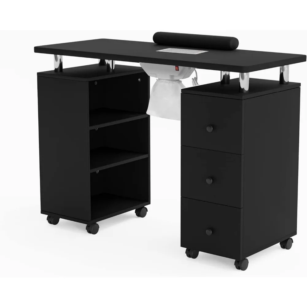 

Manicure Table Nail Desk for Nail Tech, Nail Table Beauty Salon Tech Station w/Electric Downdraft Vent,